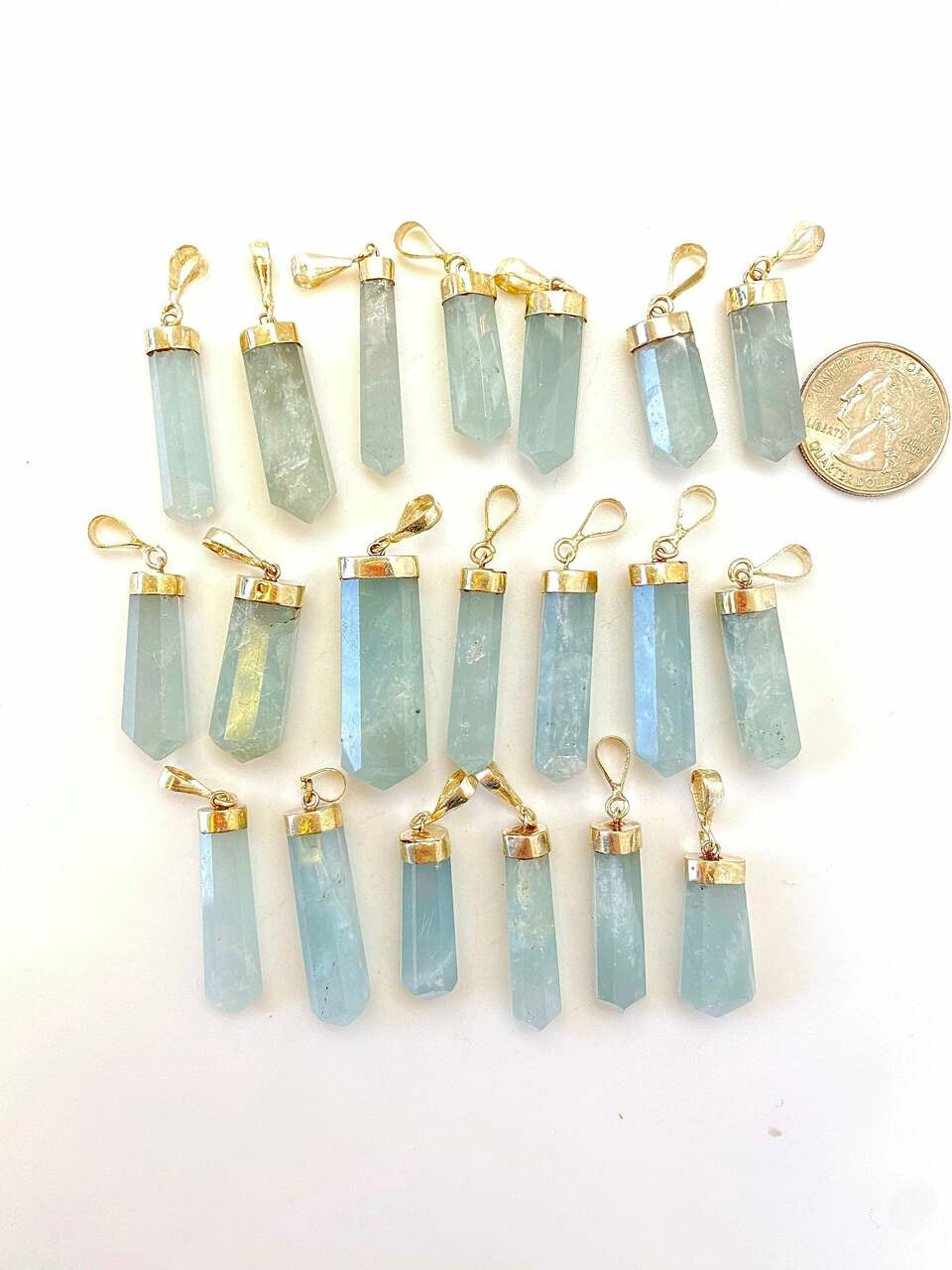 Asymmetrical Aquamarine Crystal Gold Filled Necklace for Courage and Hope