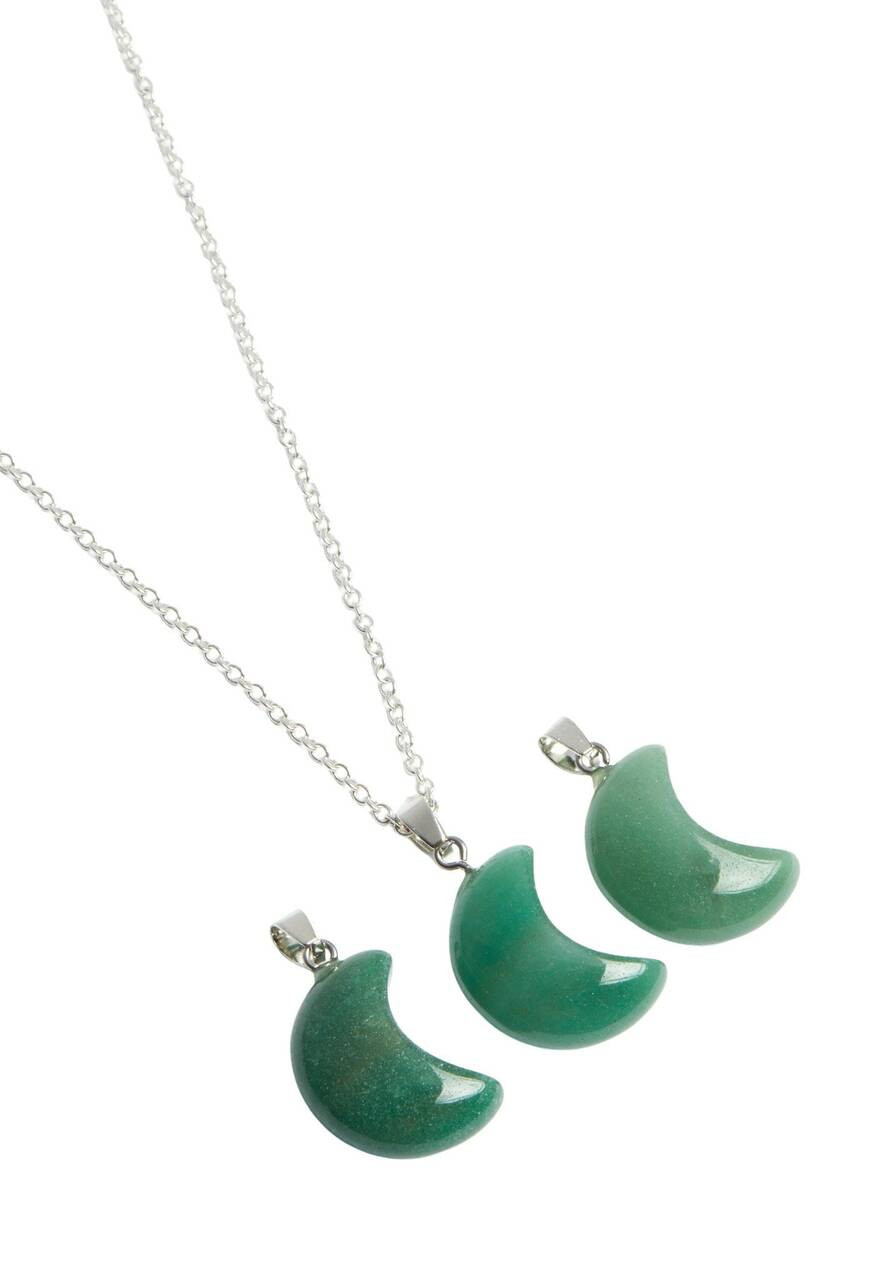 Green Aventurine Crescent Moon Pendant