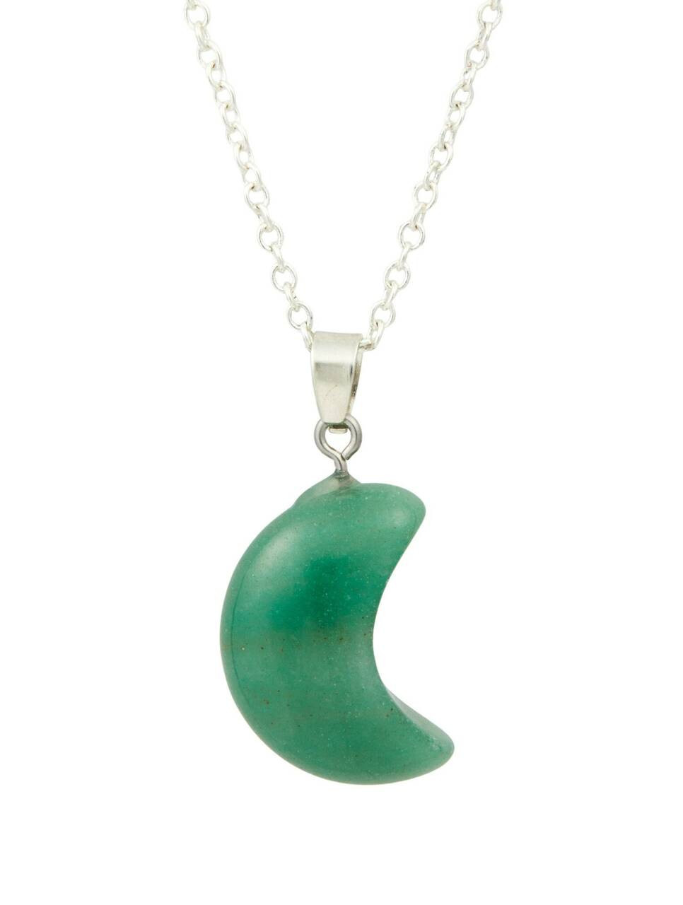 Green Aventurine Crescent Moon Pendant | New Moon Beginnings