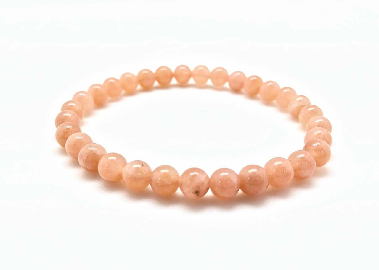 Peach Moonstone Elastic Bracelet - 8mm Beads