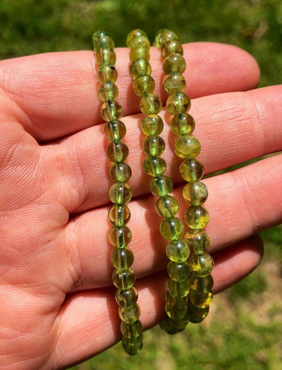 Peridot Elastic Bracelet - 4mm Beads