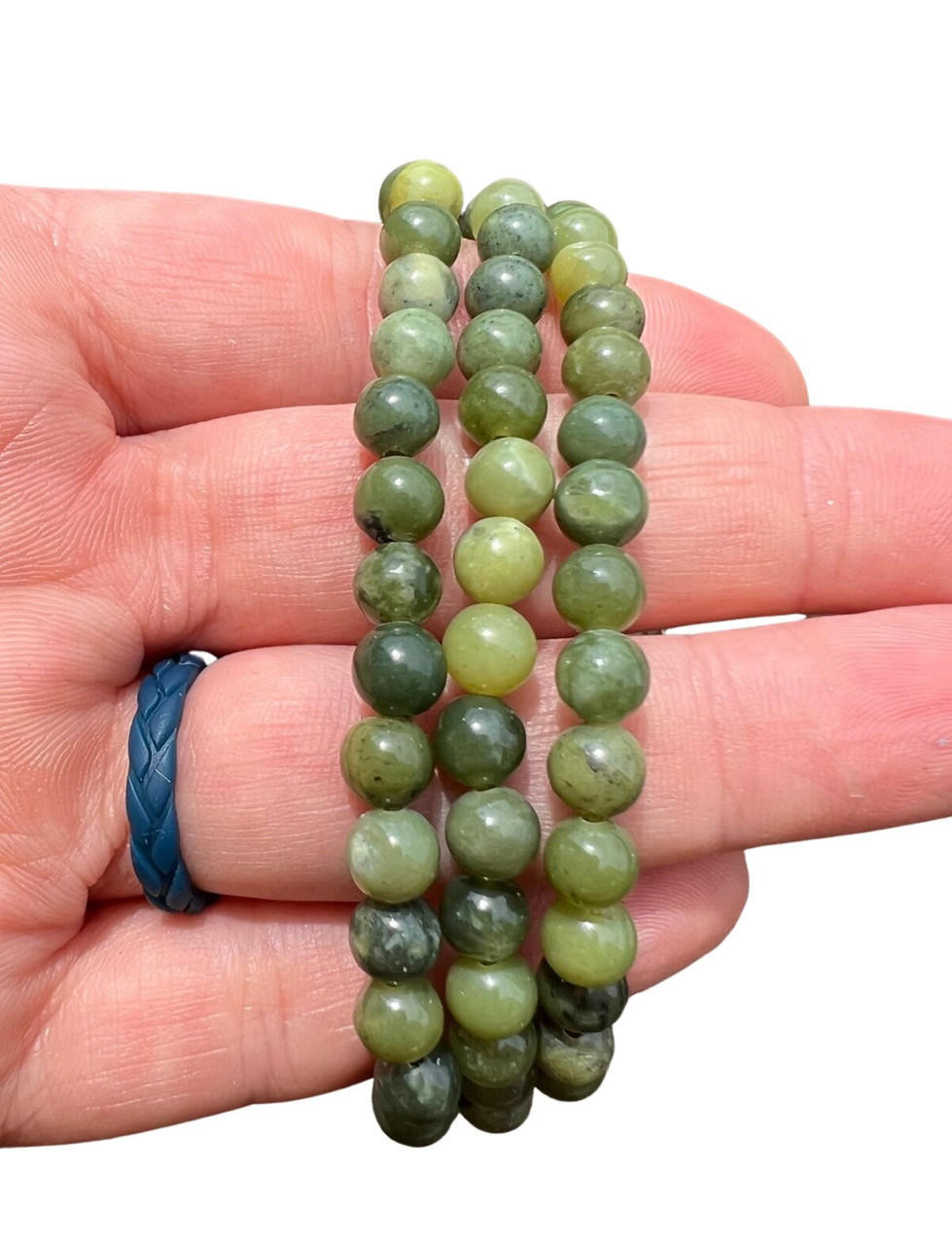 Nephrite Jade Elastic Bracelet - 6mm Beads