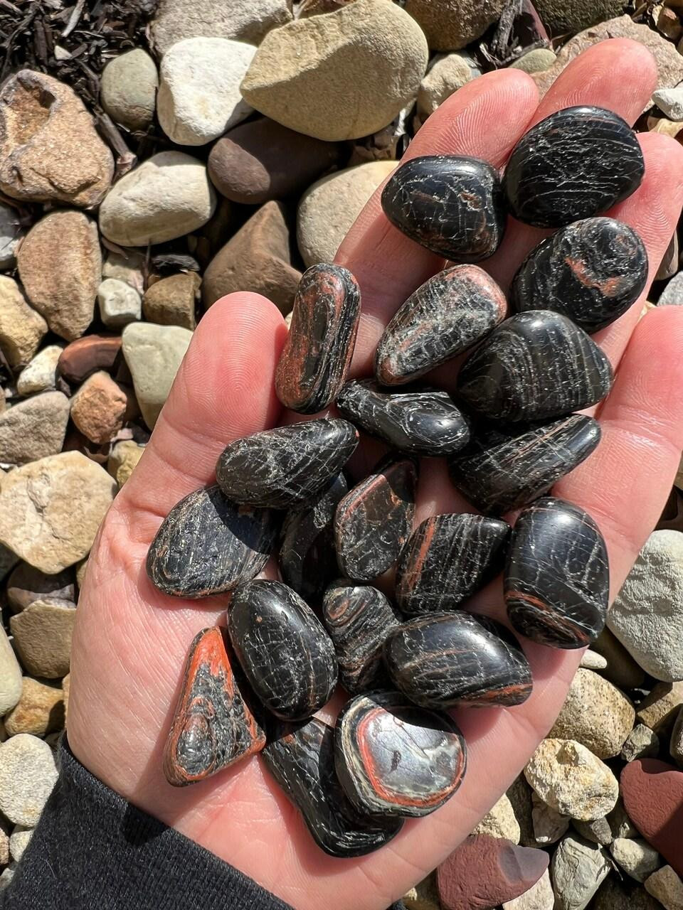 no。020   tourmaline × jasper Black Tourmaline And Red Jasper Tumbled Stone | New Moon Beginnings