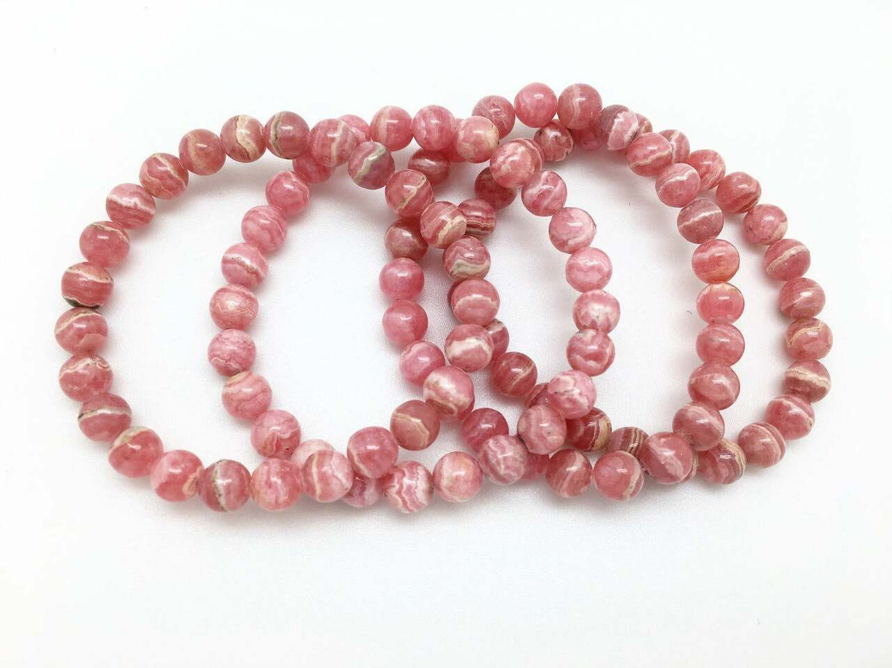 Faceted Rhodochrosite Elastic Bracelet - 6mm Beads