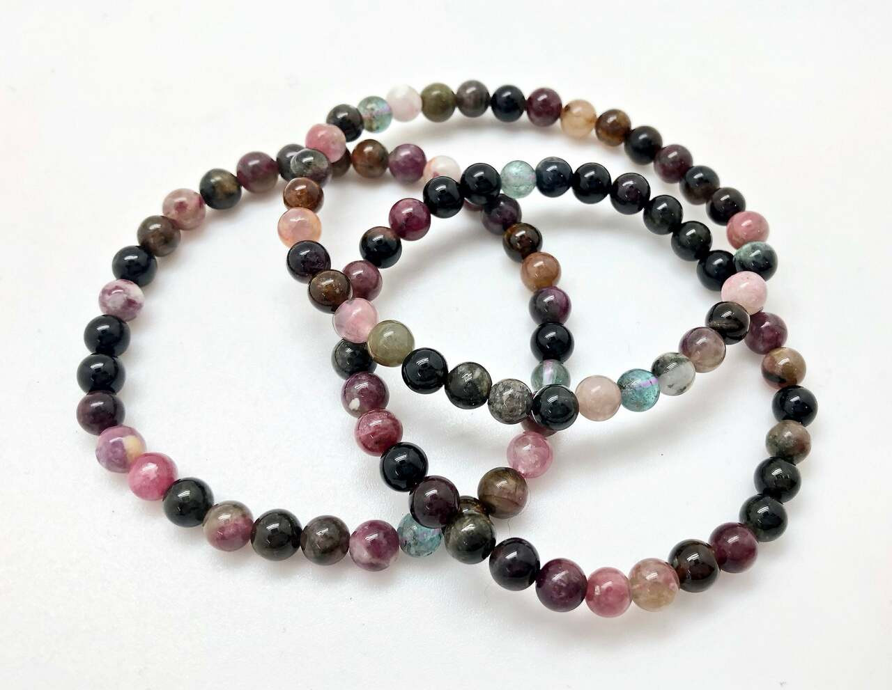 Black Tourmaline Elastic Bracelet - 6mm & 8mm Beads