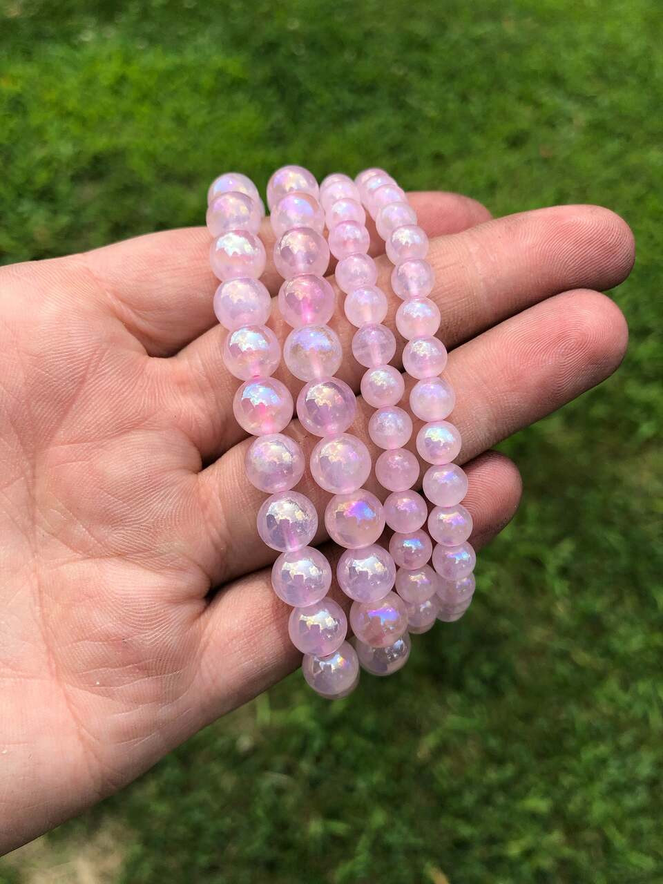 1 Pc Fengbaowu Natural Aura Rock Quartz Bracelet Colorful Round Beads  Crystal Healing Stone Jewelry Gift For Women Men - AliExpress