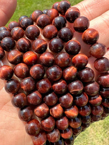 Red Tigers Eye Bead Strand - Grade A 