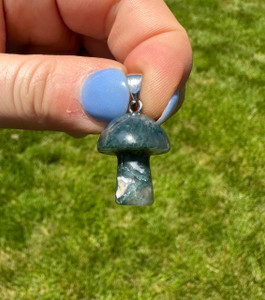 Moss Agate Mushroom Pendant