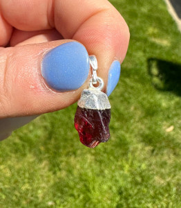 Garnet Pendant in Sterling Silver 