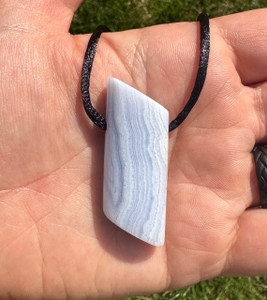 Blue Lace Agate Polished Pendant on Cord