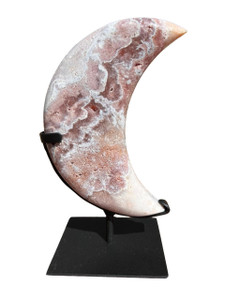 Pink Amethyst Moon on Metal Stand - No.4 