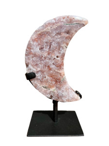 Pink Amethyst Moon on Metal Stand - No.3 