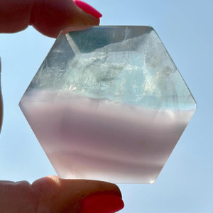 Yttrium Fluorite Gem Shaped Hexagon - Lavender Fluorite Crystal 
