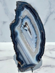 Blue Agate Slab with Druzy Center - Front Polished - No.78 