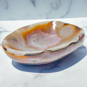 Quartz, Orange & Pink Agate Bowl (Large) 