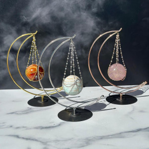 Crescent Moon Metal Sphere Holder - 3 Color Options! 