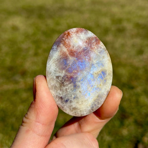Yin Yang Moonstone Palm Stone (Sunstone & Moonstone)