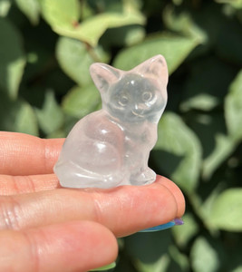 Clear Quartz Sitting Cat 