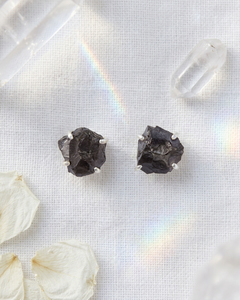 Shungite Raw Stud Earrings - Sterling Silver
