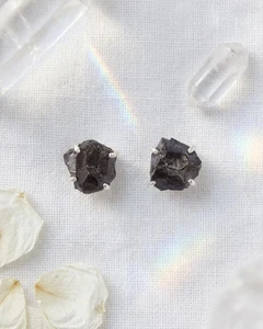 Shungite Raw Stud Earrings - Sterling Silver 