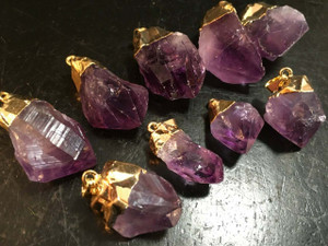 Amethyst Raw Point Pendant in Plated Setting