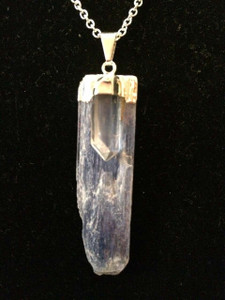 Clear Quartz Raw Pendant in Plated Setting