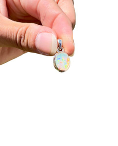 Ethiopian Opal Polished Oval Pendant - Sterling Silver - No.893 