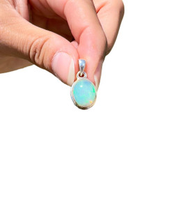 Ethiopian Opal Polished Oval Pendant - Sterling Silver - No.863 