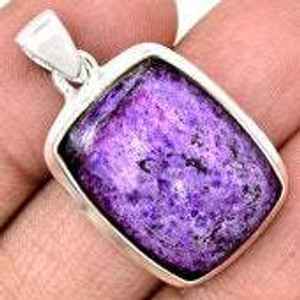 Sugilite Polished Rectangle Pendant in Bezel Setting - Sterling Silver - 195