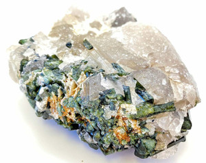 Raw Green Tourmaline and Smoky Quartz Crystal - 2