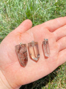 Golden Rutilated Quartz Polished Point Pendant in Drilled Setting