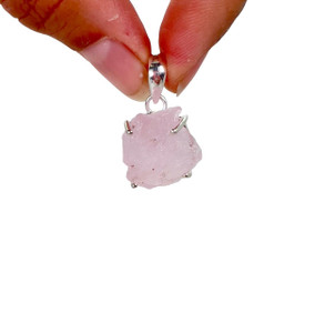 Morganite Raw Natural Pendant - Sterling Silver - No.367 