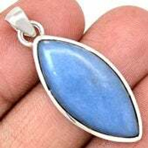 Angelite Polished Marquise Pendant in Bezel Setting - Sterling Silver - 391