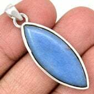 Angelite Polished Marquise Pendant in Bezel Setting - Sterling Silver - 413