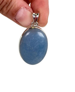 Angelite Polished Oval Pendant - Sterling Silver - No.471 