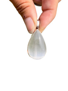 Selenite Polished Teardrop Pendant - Sterling Silver - No.1118 