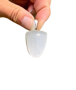 Selenite Polished Teardrop Pendant - Sterling Silver - No.1140 