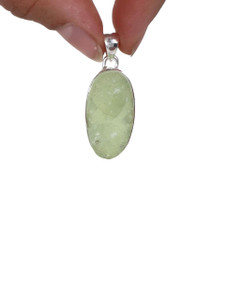 Prehnite Polished Oval Pendant - Sterling Silver - No.31 Prehnite Polished Oval Pendant - Sterling Silver - No.31