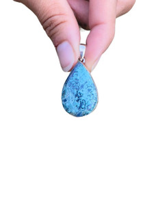 Shattuckite Polished Teardrop Pendant - Sterling Silver - No.216 