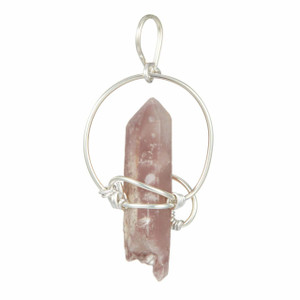 Lithium Quartz Raw Point Pendant in Wire Wrapped Setting - Sterling Silver - 30