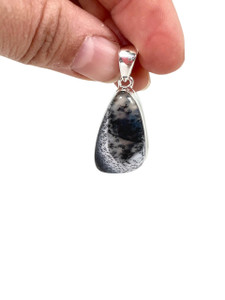 Dendritic Agate Polished Teardrop Pendant - Sterling Silver - No.2146 
