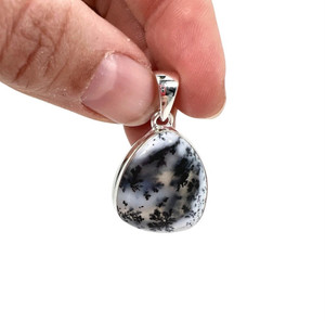 Dendritic Agate Polished Pendant - Sterling Silver - No.2166 
