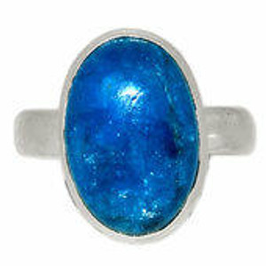 Blue Apatite Ring in Sterling Silver, SIZE 6.5 US - Polished Teardrop Ring in Bezel Setting - 172