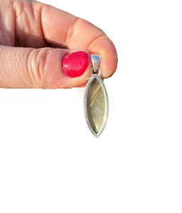 Labradorite Polished Marquise Pendant - Sterling Silver - No.143 