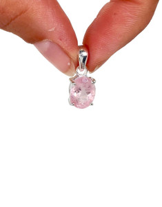 Morganite Faceted Oval Pendant - Sterling Silver - No.224 