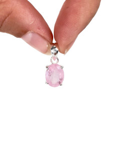 Morganite Faceted Oval Pendant - Sterling Silver - No.232 