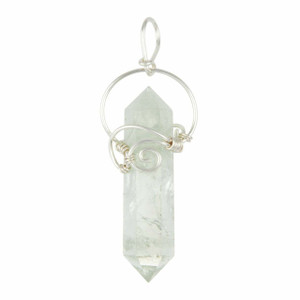 Prasiolite Polished Point Pendant in Wire Wrapped Setting - Sterling Silver - 147