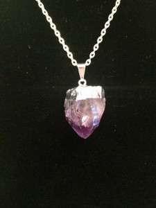 Amethyst Raw Point Pendant in Plated Metal Setting