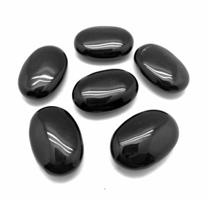 Black Obsidian Palm Stone Polished Stone Oval