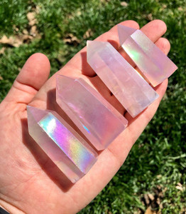 Angel Aura Rose Quartz Point - Polished Crystal Tower